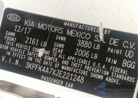 2018 Kia Forte Lx из США, поврежденный, VIN 3KPFK4A7XJE221248